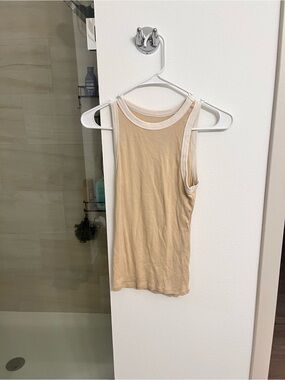a new day Beige Tank Top with Ivory Trim